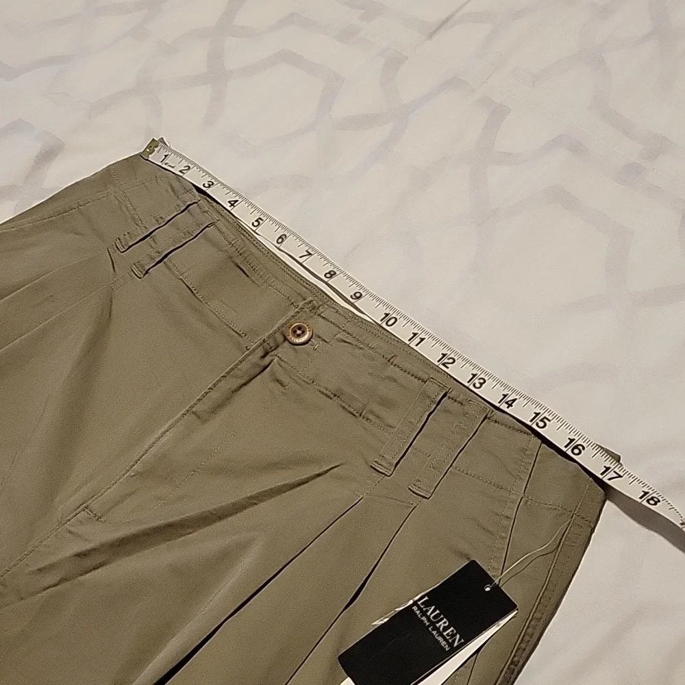 Lauren Ralph Lauren Micro-Sanded Twill Cargo Pant Green High Rise Straight New - Picture 12 of 16
